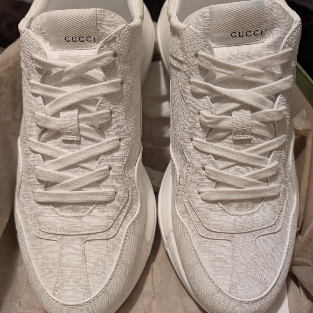 Gucci White Textured Sneakers